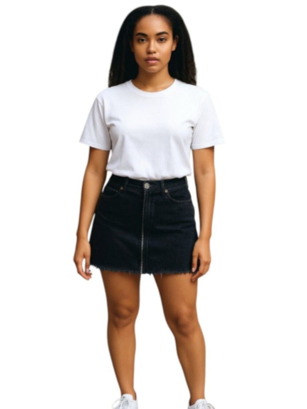 NEW We the Free Size 0 Black All Cotton Denim Mini Skirt Front Silver Zipper